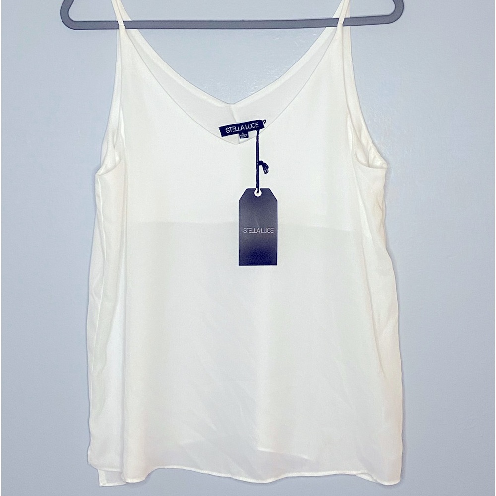 New Stella Luce white sheer spaghetti strap top.